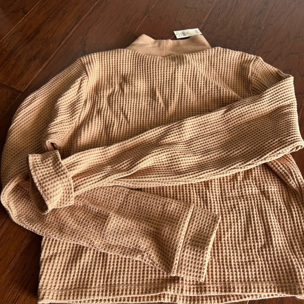 Aerie Light Brown Waffle Knit Top